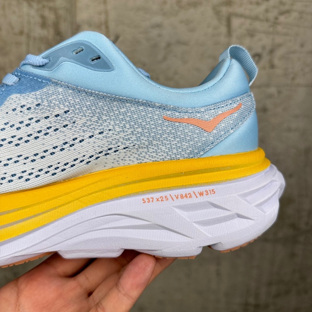 HOKA One One Bondi 8 Wide Women's Size 8D Ice Water Yellow Running Shoes NIB - Picture 10 of 16